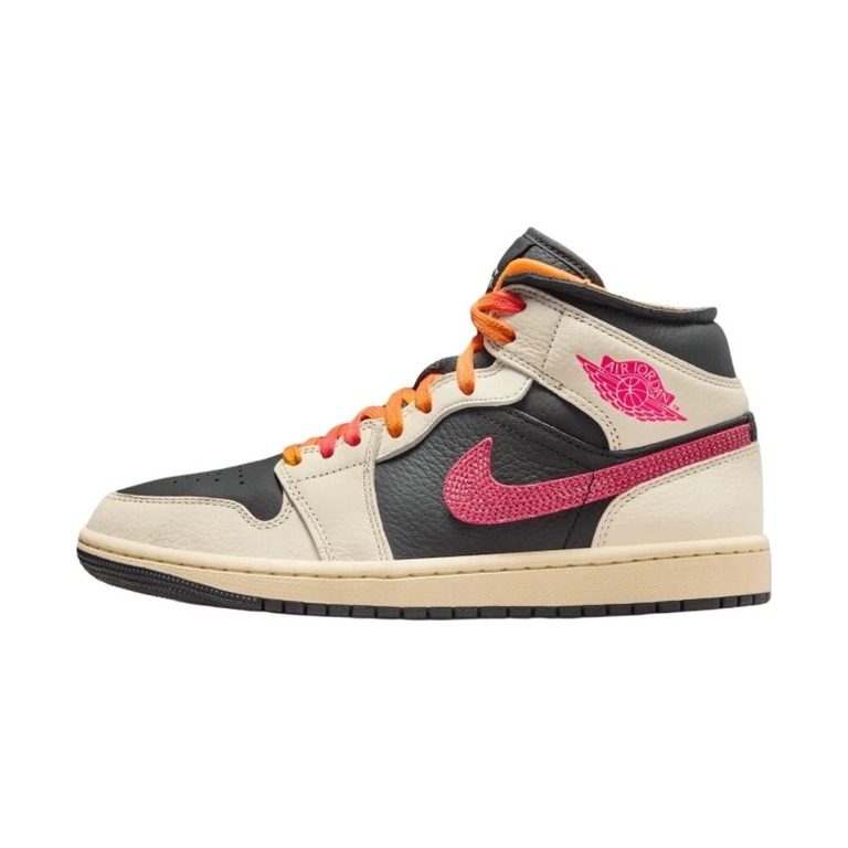 Air Jordan 1 Mid 'Pale Ivory Black Muslin Racer Pink' Женские