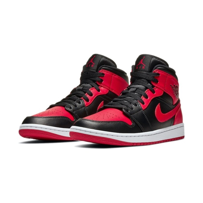 Air Jordan 1 Mid 'Black / University Red / Black / White' Мужские