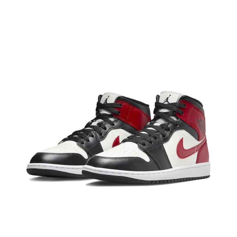 Air Jordan 1 Mid 'Sail Off Noir White Gym Red' Женские