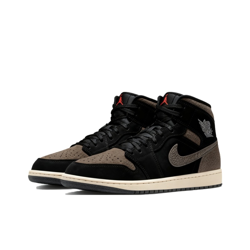 Air Jordan 1 Mid 'Black Light Wild Mango Olive Grey' Мужские