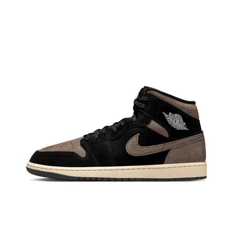Air Jordan 1 Mid 'Black Light Wild Mango Olive Grey' Мужские