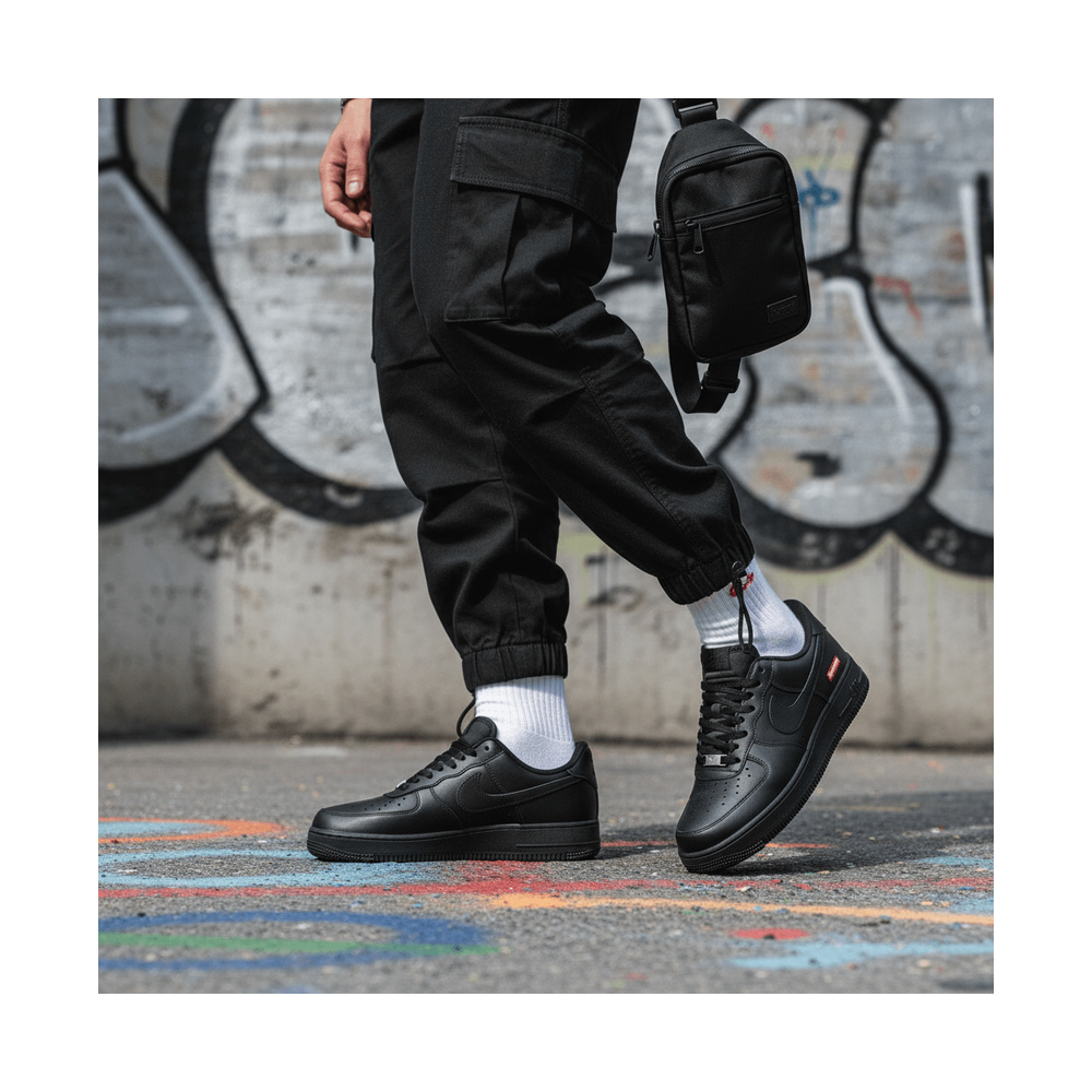 Nike Air Force 1 'Black / Hyper Crimson / White / Chrome' Мужские