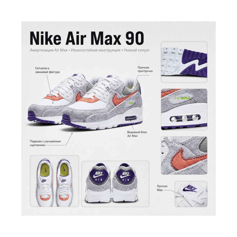 Nike Air Max 90 'White / Pure Platinum' Мужские