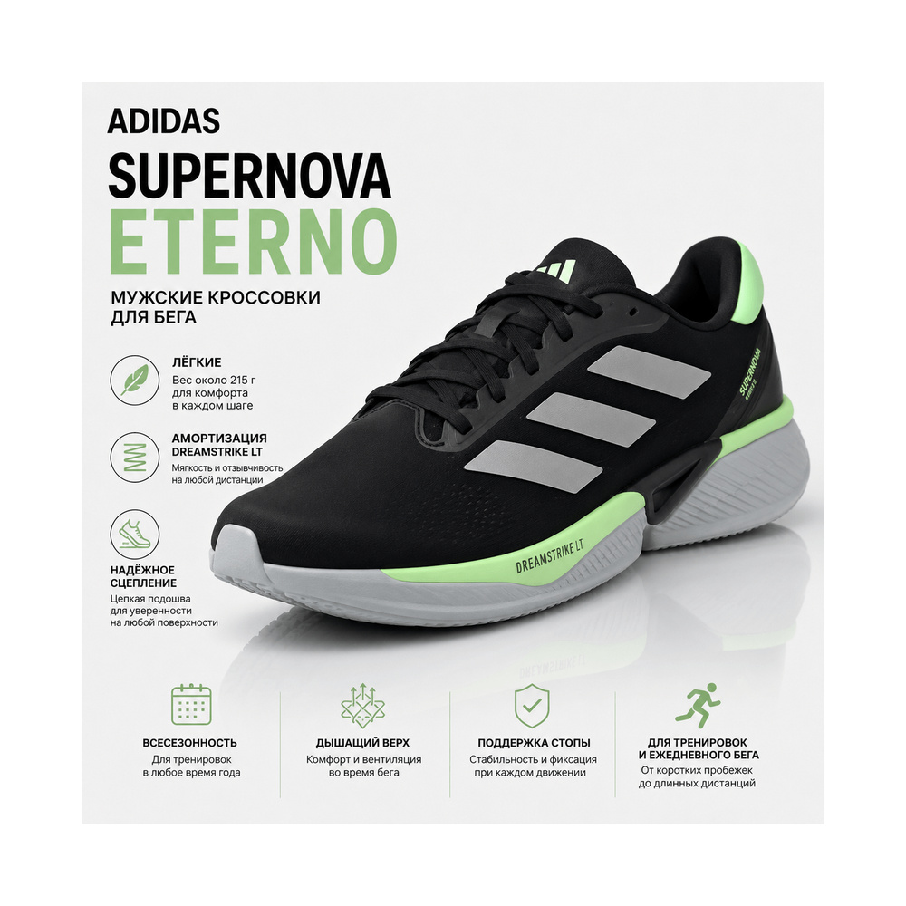 Adidas Supernova Eterno 'Black Green' Мужские
