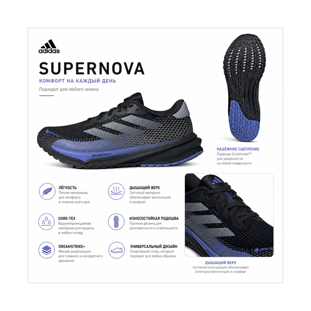 Adidas Supernova 'Gore Tex Black Purple Blue' Мужские