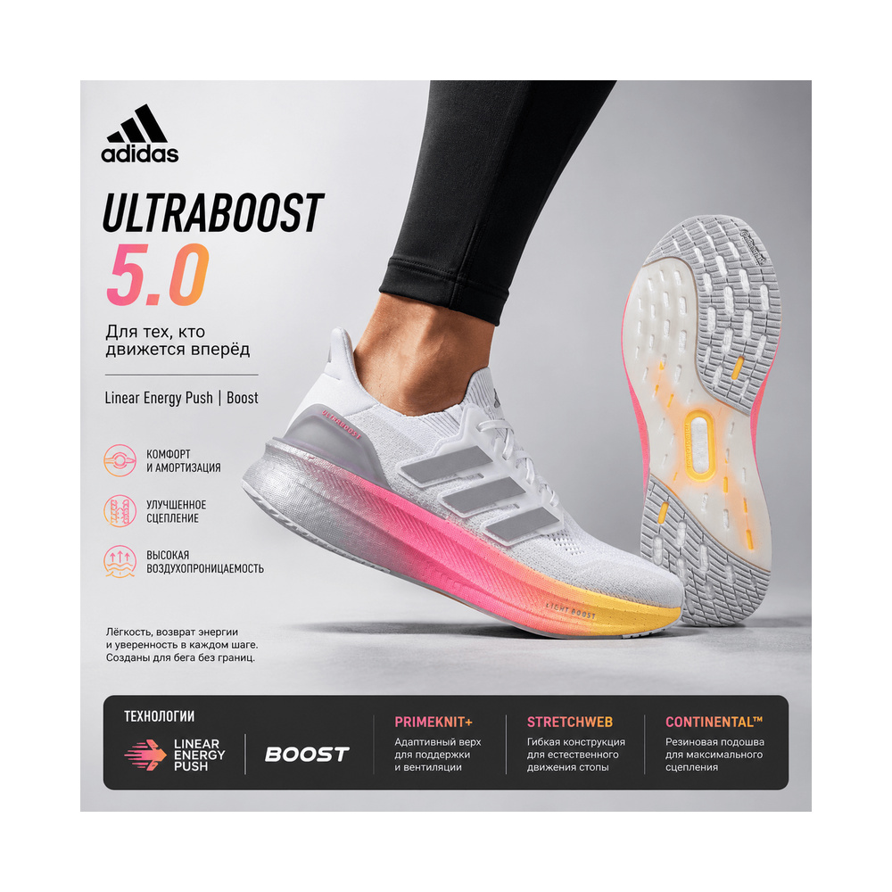 Adidas Ultraboost 5.0 'Glory Grey Lucid Pink' Мужские