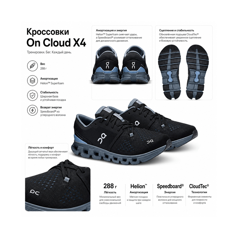 On Cloud X 4 'Tin Iceberg' Мужские