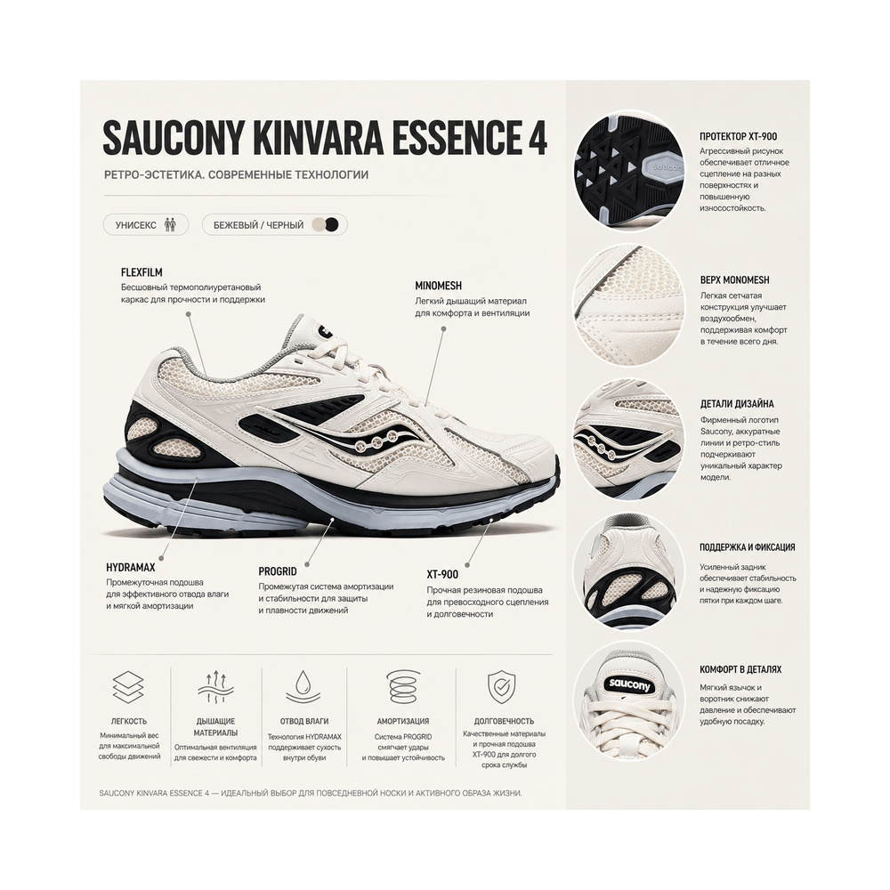 Saucony Kinvara 'Beige Black' Мужские