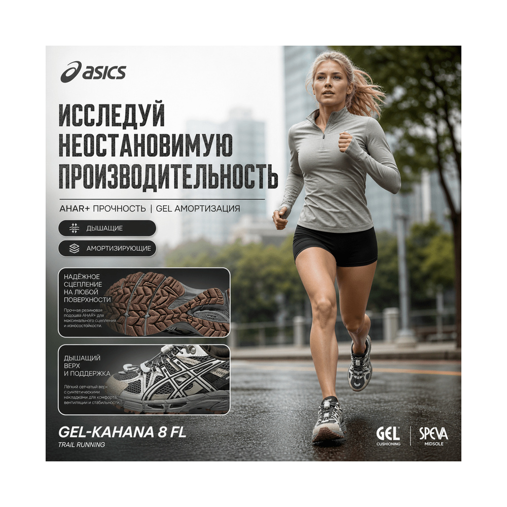 ASICS Gel Kahana 8 FL 'Silver Dark Grey' Женские