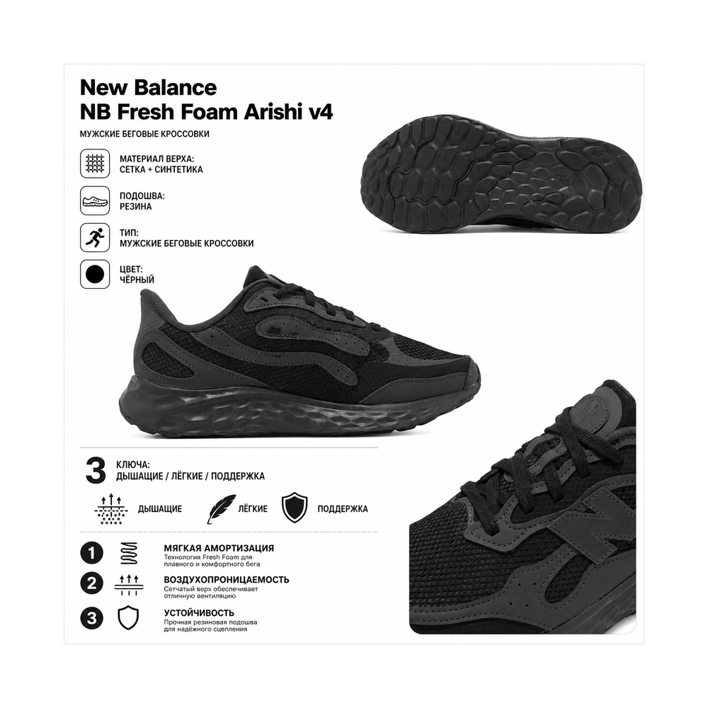 New Balance Fresh Foam Arishi v4 Tiralux 'Black Cement' Мужские