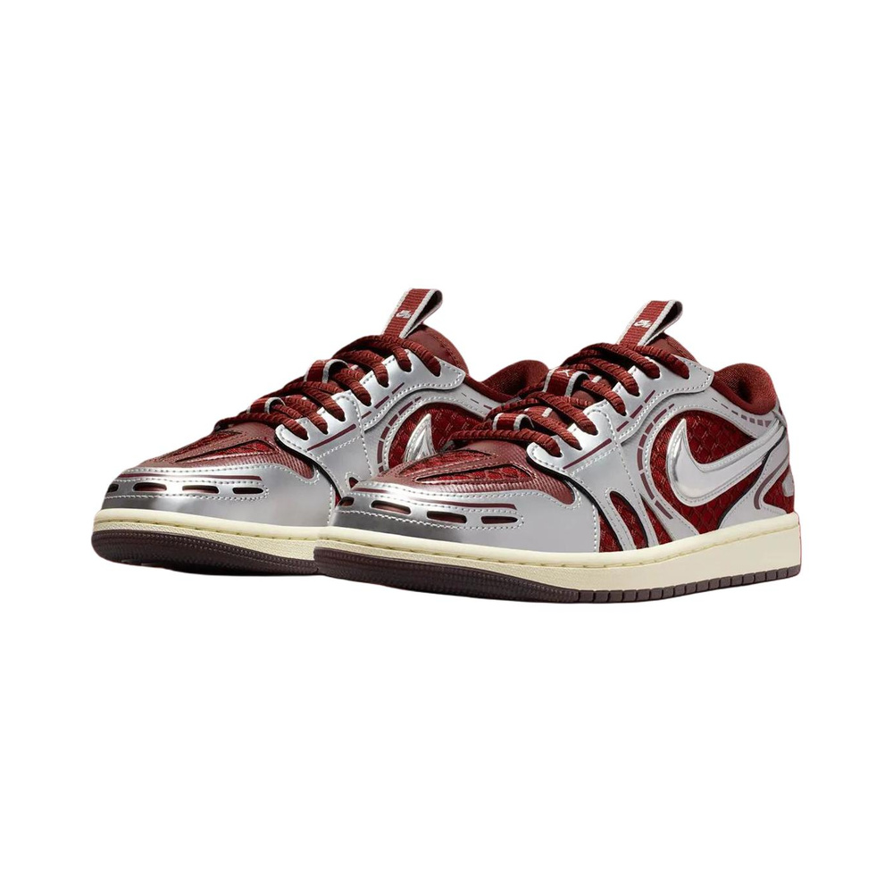 Nike Jordan 1 Low 'Dark Team Red / Metallic Silver / Coconut Milk / Dark Team Red' Женские