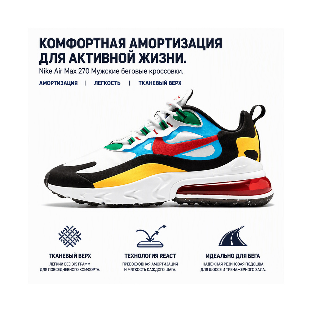 Nike Air Max 270 'White / Bleached Turquoise / Mint Foam / Cannon' Мужские