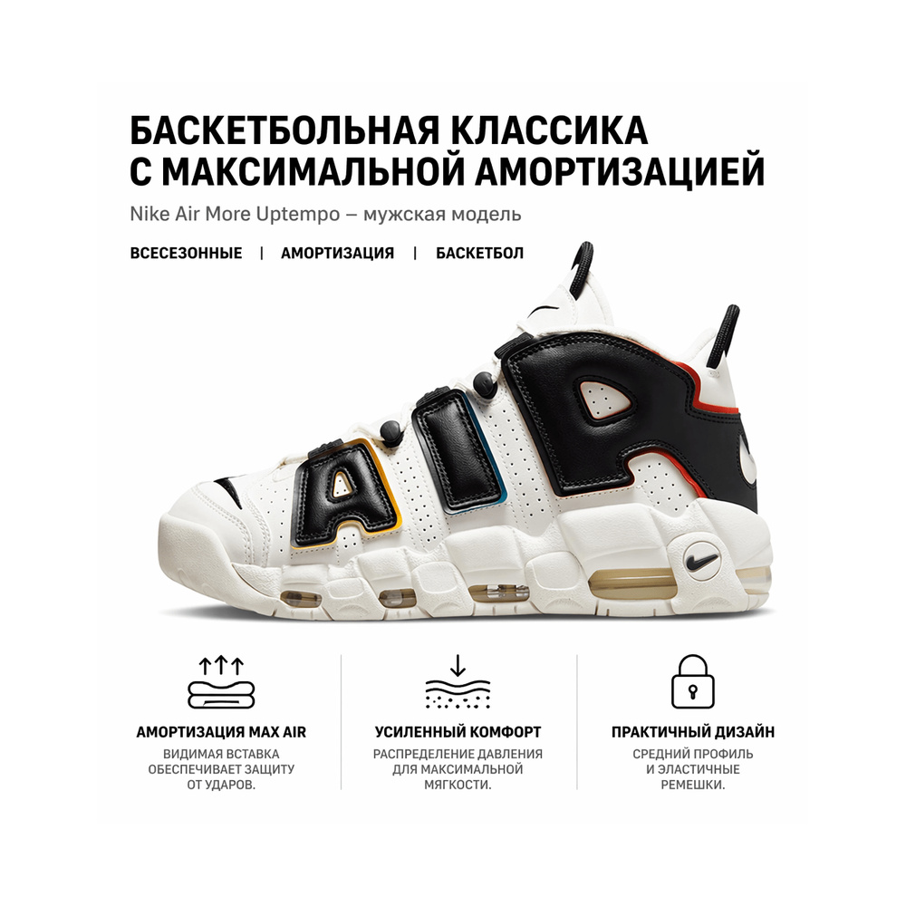 Nike Air More Uptempo 'Black / Dark Smoke Grey / White' Мужские