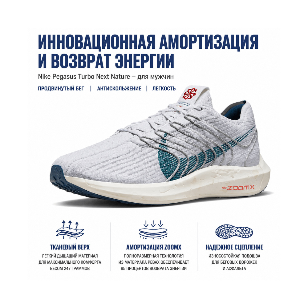 Nike Pegasus Turbo Next Nature 'Pure Platinum' Мужские