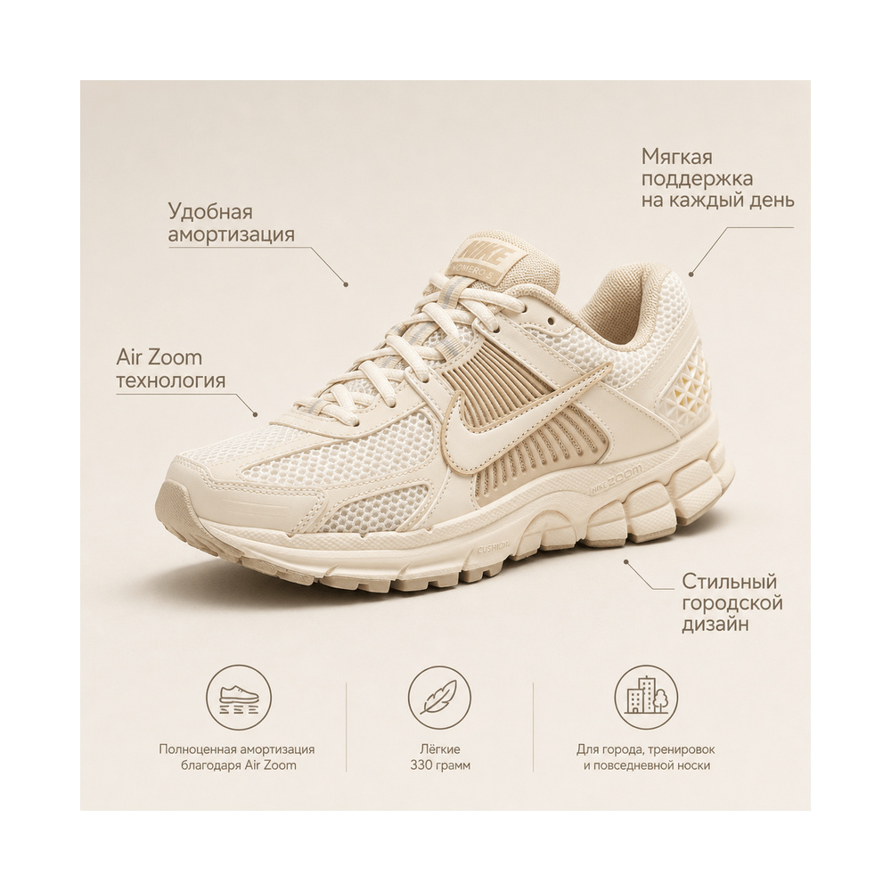 Nike Zoom Vomero 5 'Platinum Tint / White / Metallic Silver / Platinum Tint' Женские