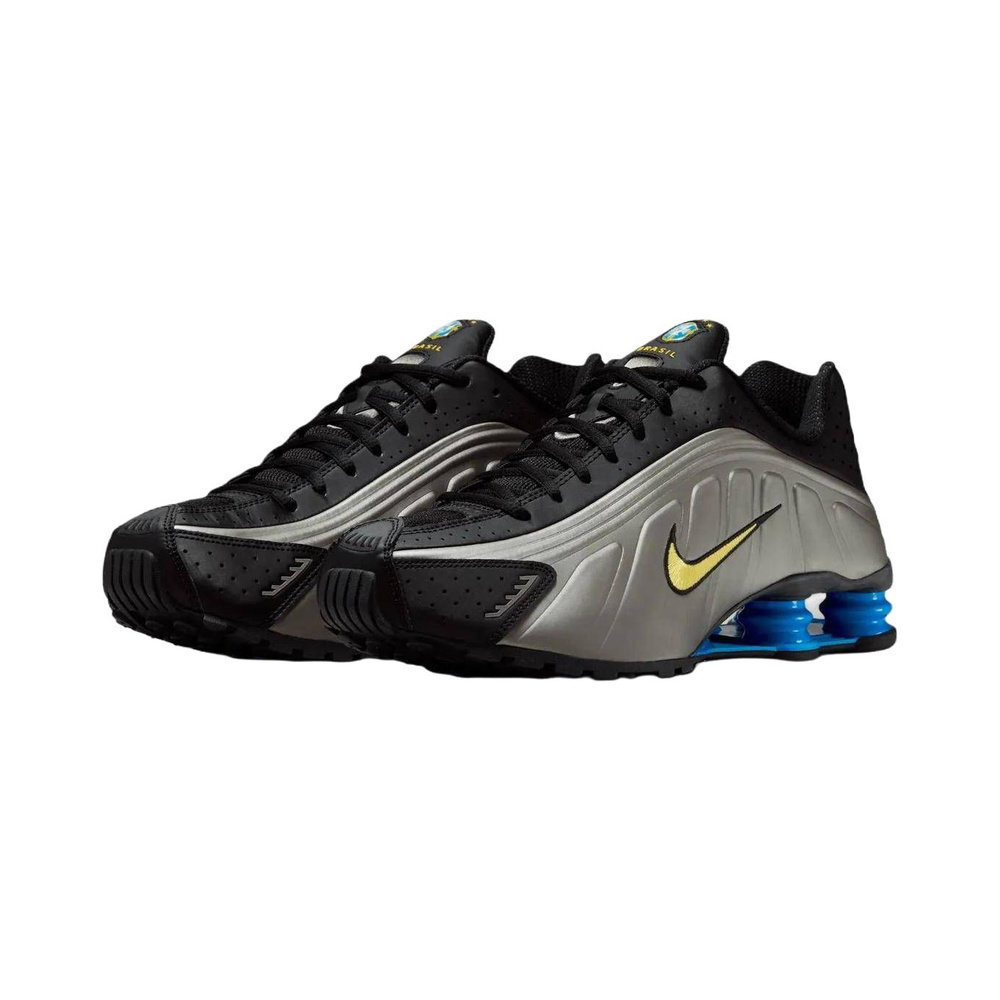 Nike Shox R4 'Black / Metallic Pewter / Light Photo Blue / Canary' Мужские
