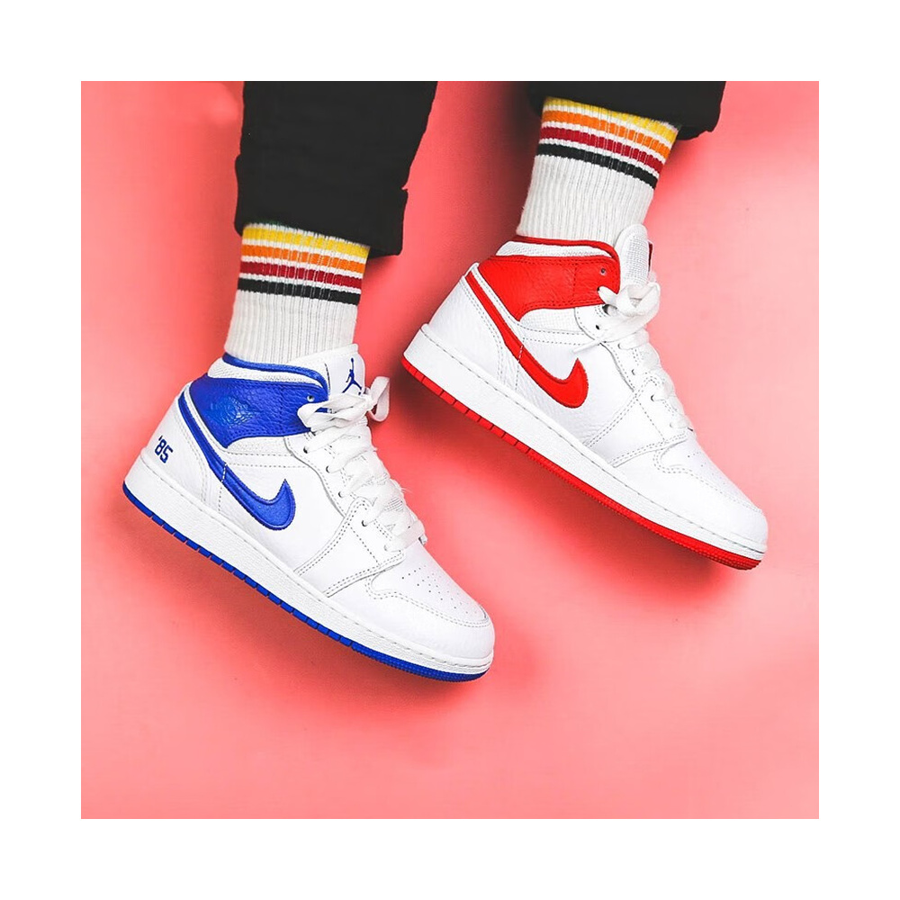 Air Jordan 1 Mid 'Summit White / White / Black / Metallic Silver' Унисекс