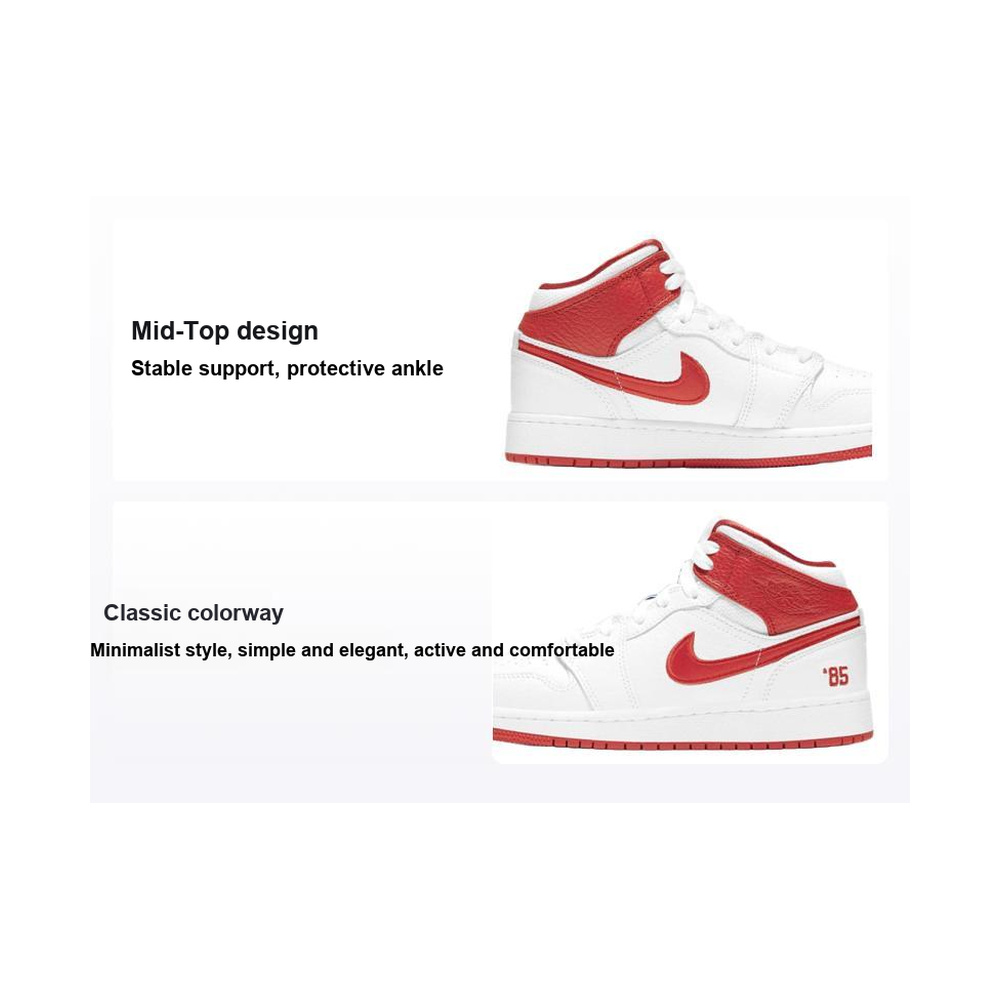Air Jordan 1 Mid 'Summit White / White / Black / Metallic Silver' Унисекс