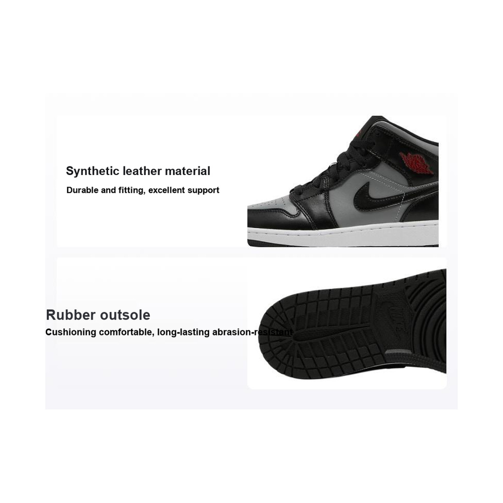 Air Jordan 1 'Black / Particle Grey / White / Gym Red' Унисекс