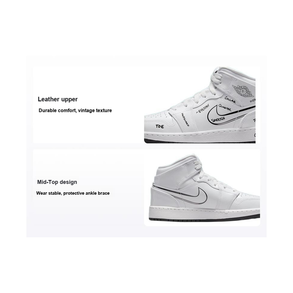 Air Jordan 1 Mid 'Black / Anthracite / White' Унисекс
