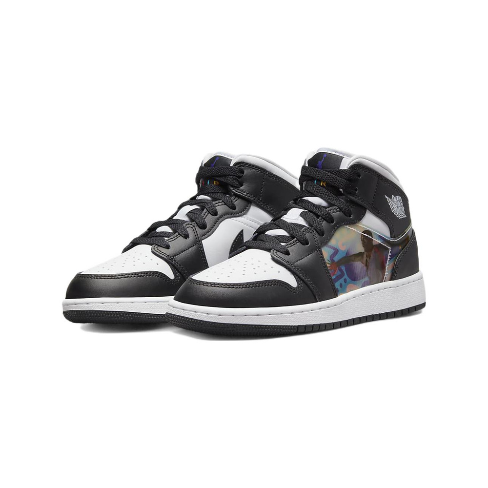 Air Jordan 1 Mid 'Black / Metallic Silver' Унисекс