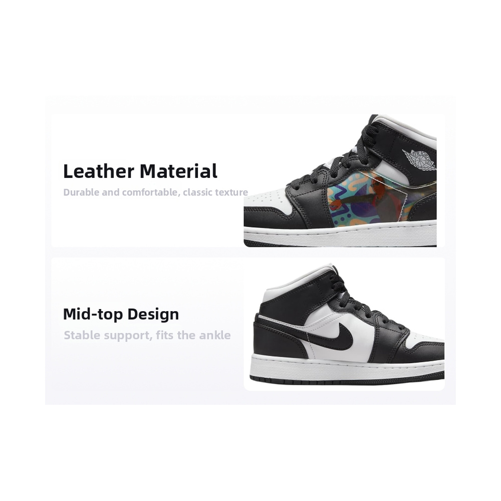 Air Jordan 1 Mid 'Black / Metallic Silver' Унисекс