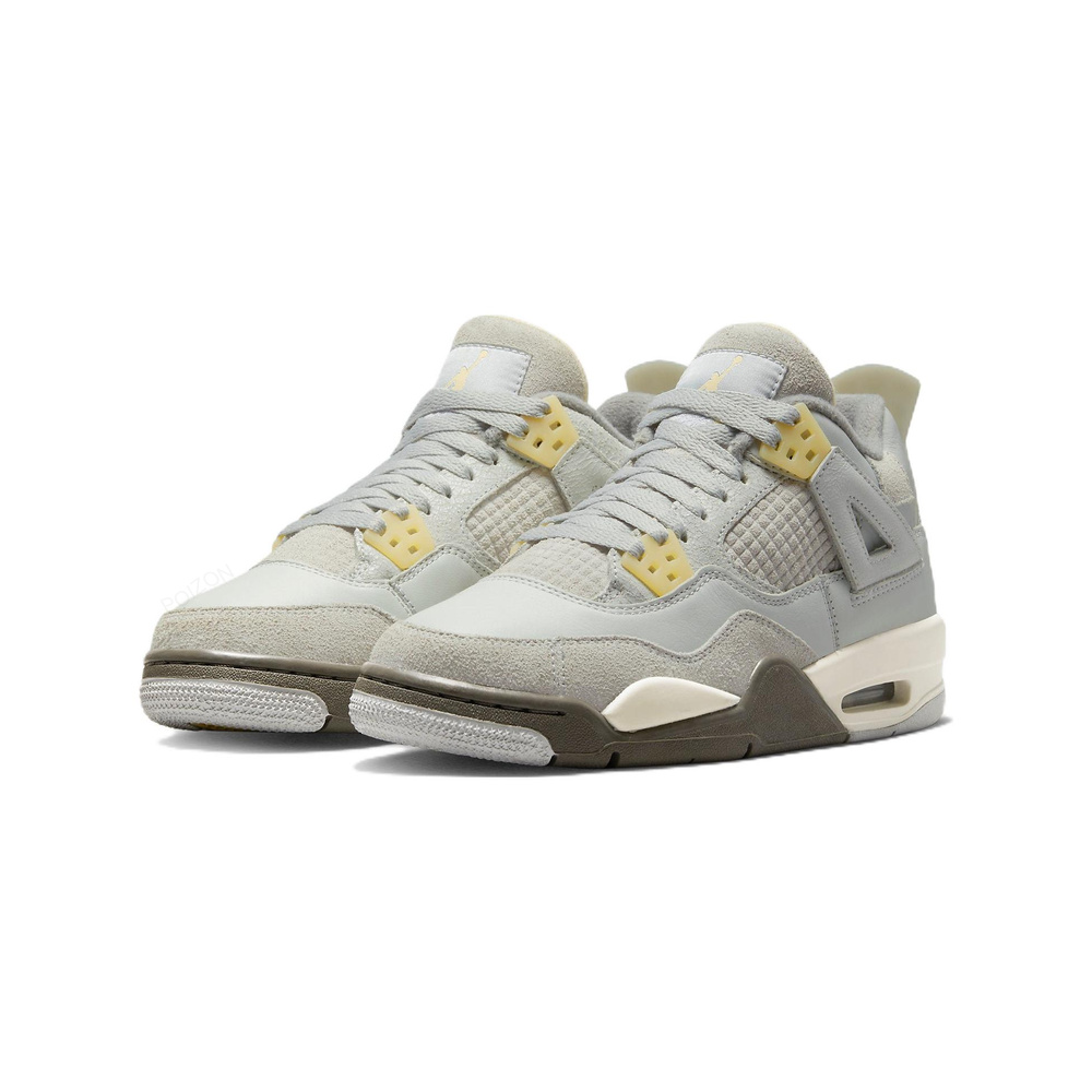 Air Jordan 4 'White / Black / Bleached Lilac / Metallic Silver' Унисекс