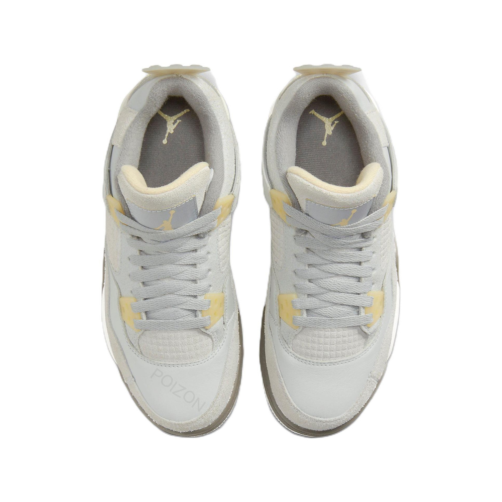 Air Jordan 4 'White / Black / Bleached Lilac / Metallic Silver' Унисекс