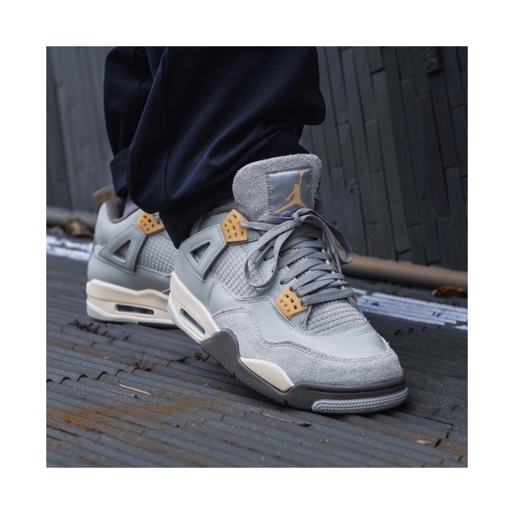 Air Jordan 4 'White / Black / Bleached Lilac / Metallic Silver' Унисекс