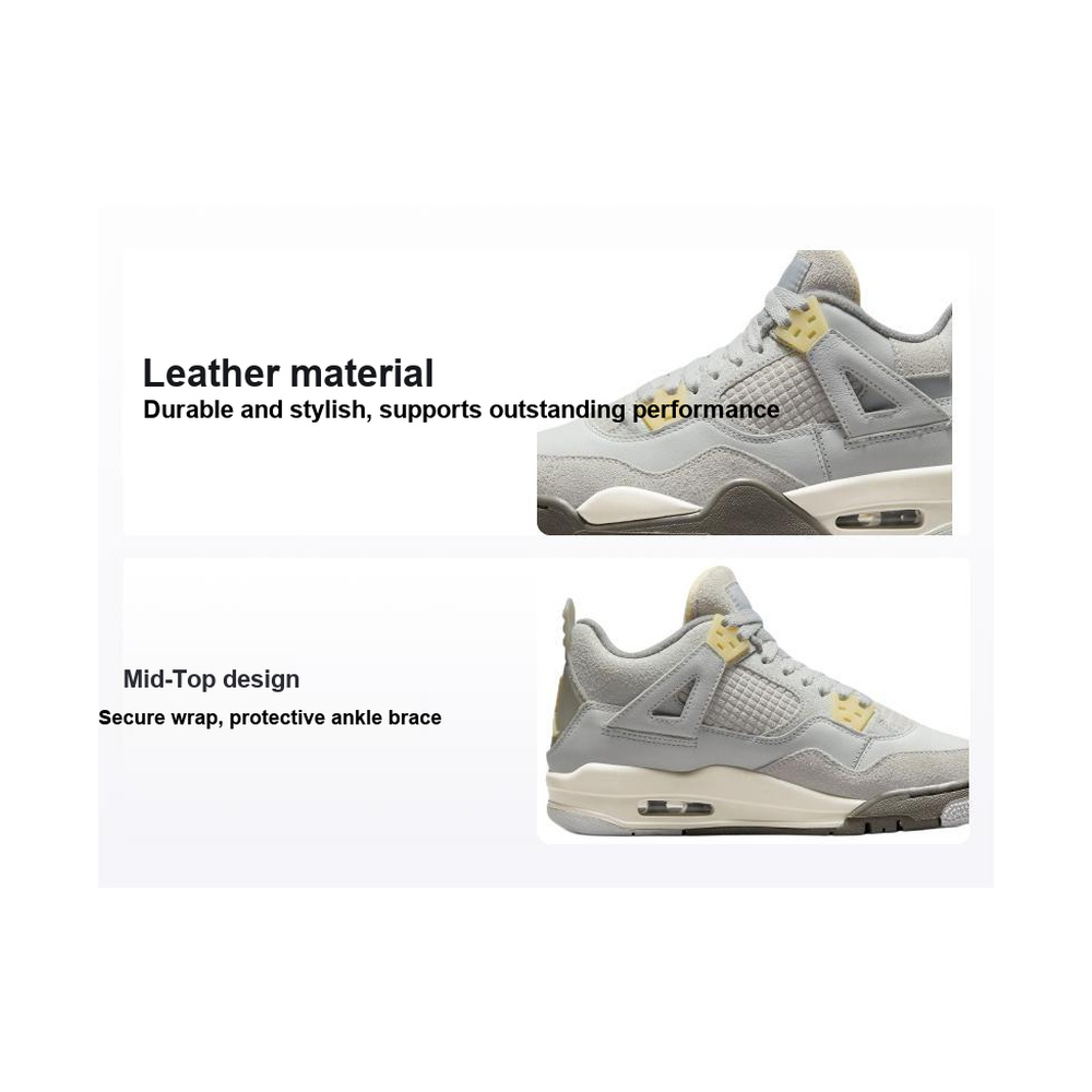 Air Jordan 4 'White / Black / Bleached Lilac / Metallic Silver' Унисекс