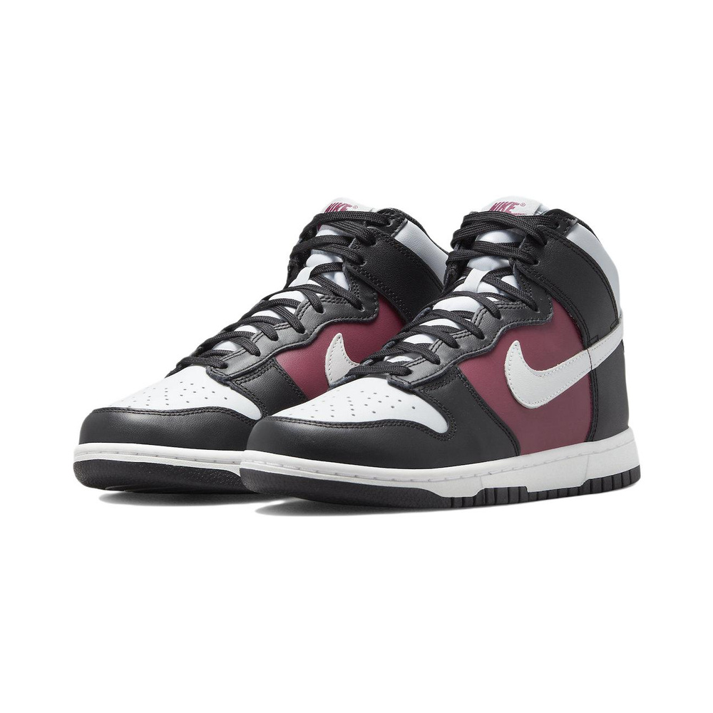 Nike Dunk High 'White / Black / Bleached Lilac / Metallic Silver' Женские