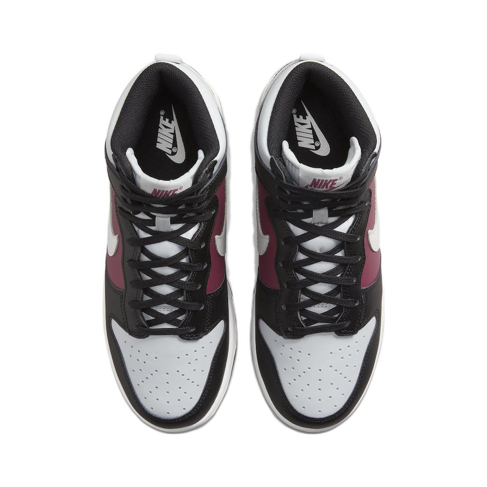 Nike Dunk High 'White / Black / Bleached Lilac / Metallic Silver' Женские