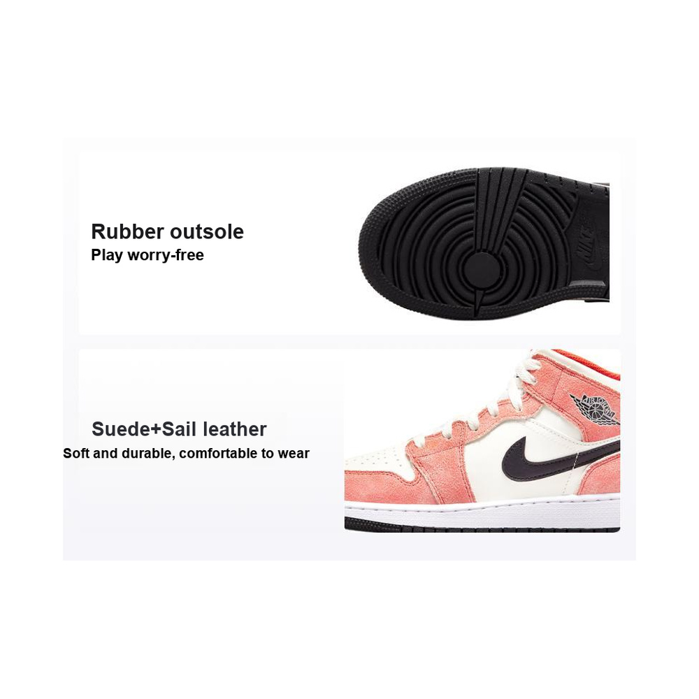 Air Jordan 1 Mid 'Peony / Black / Gum Light Brown / Sail' Унисекс