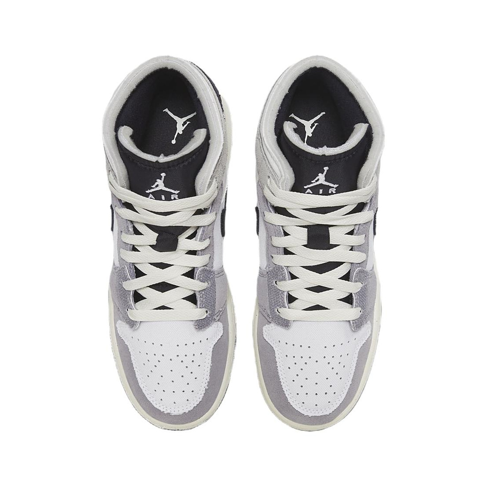 Air Jordan 1 Mid 'White / Black / Bleached Lilac / Metallic Silver' Унисекс