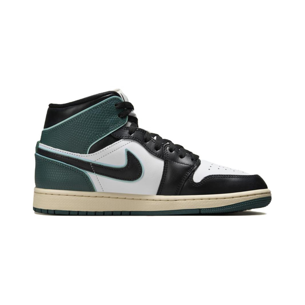 Air Jordan 1 Mid 'White / Metallic Silver / Black' Женские
