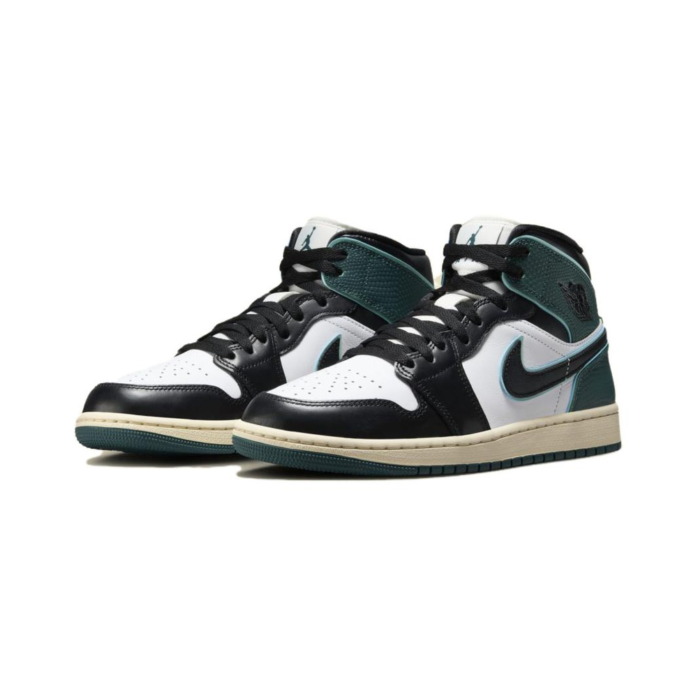 Air Jordan 1 Mid 'White / Metallic Silver / Black' Женские