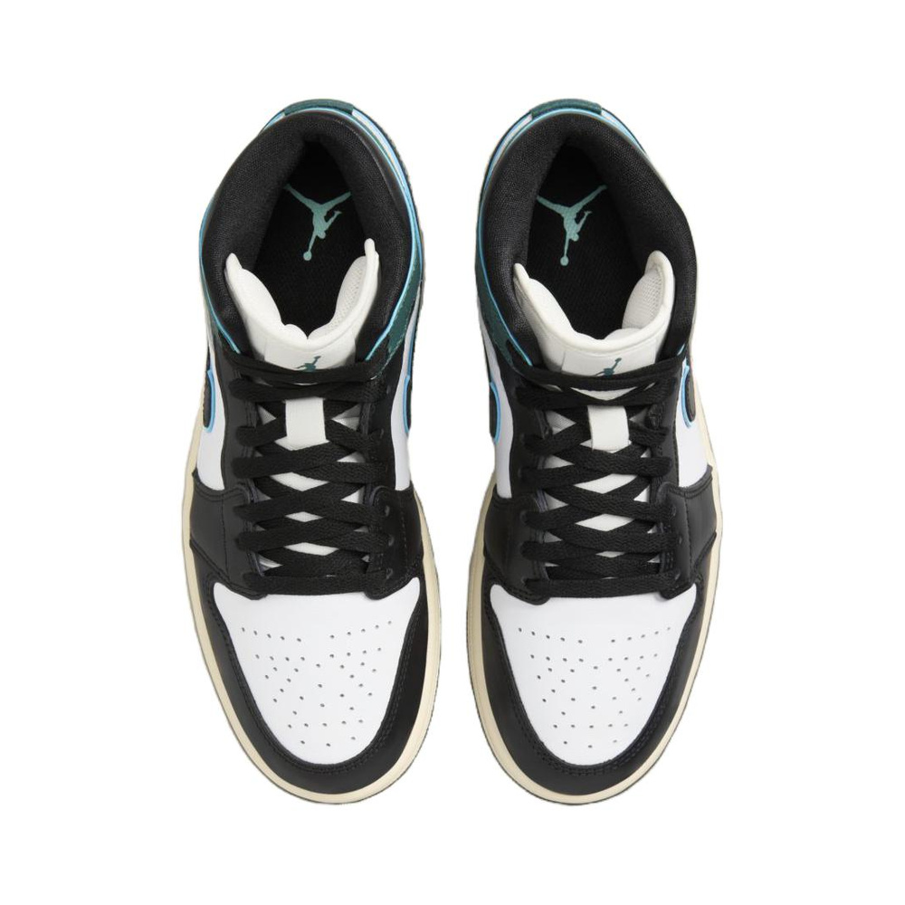 Air Jordan 1 Mid 'White / Metallic Silver / Black' Женские