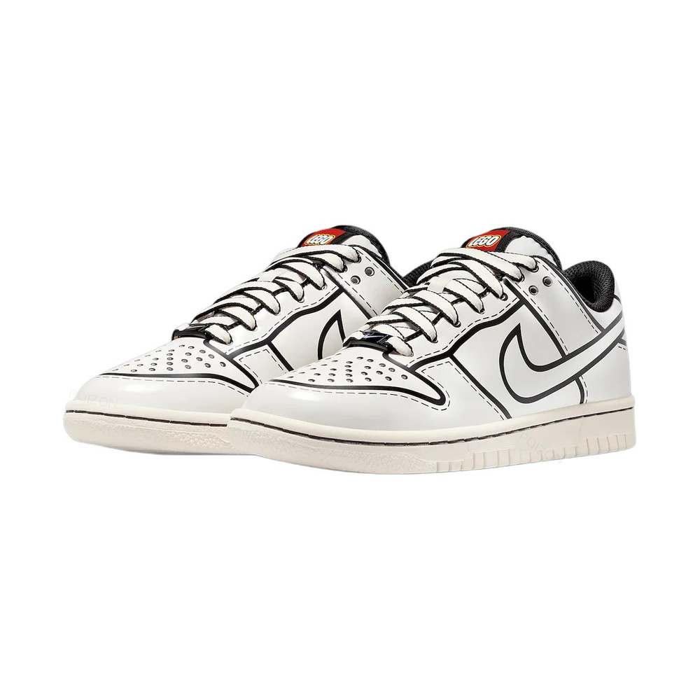 Nike Dunk Low 'Sail / Black / Rush Red / Sail' Унисекс