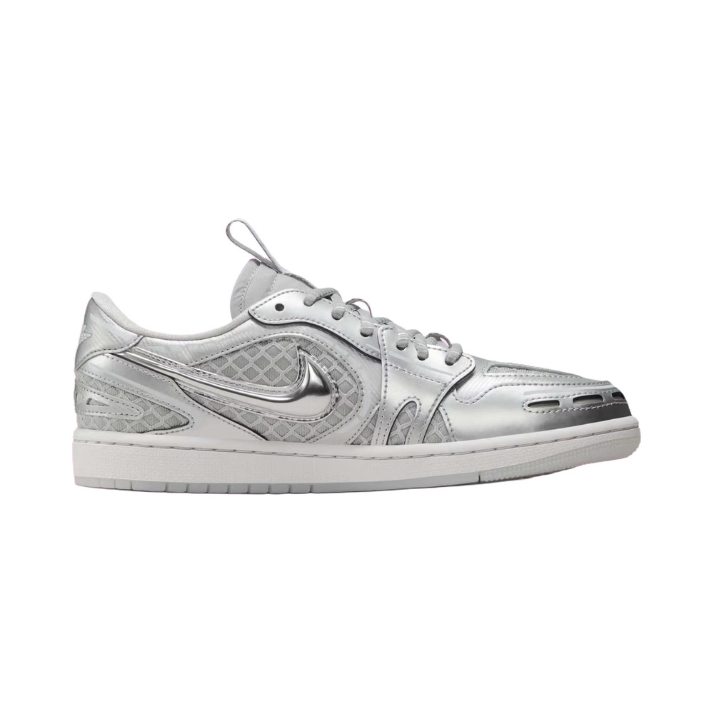 Nike Jordan 1 Low 'Neutral Grey / White / Pewter Grey / Metallic Silver' Женские
