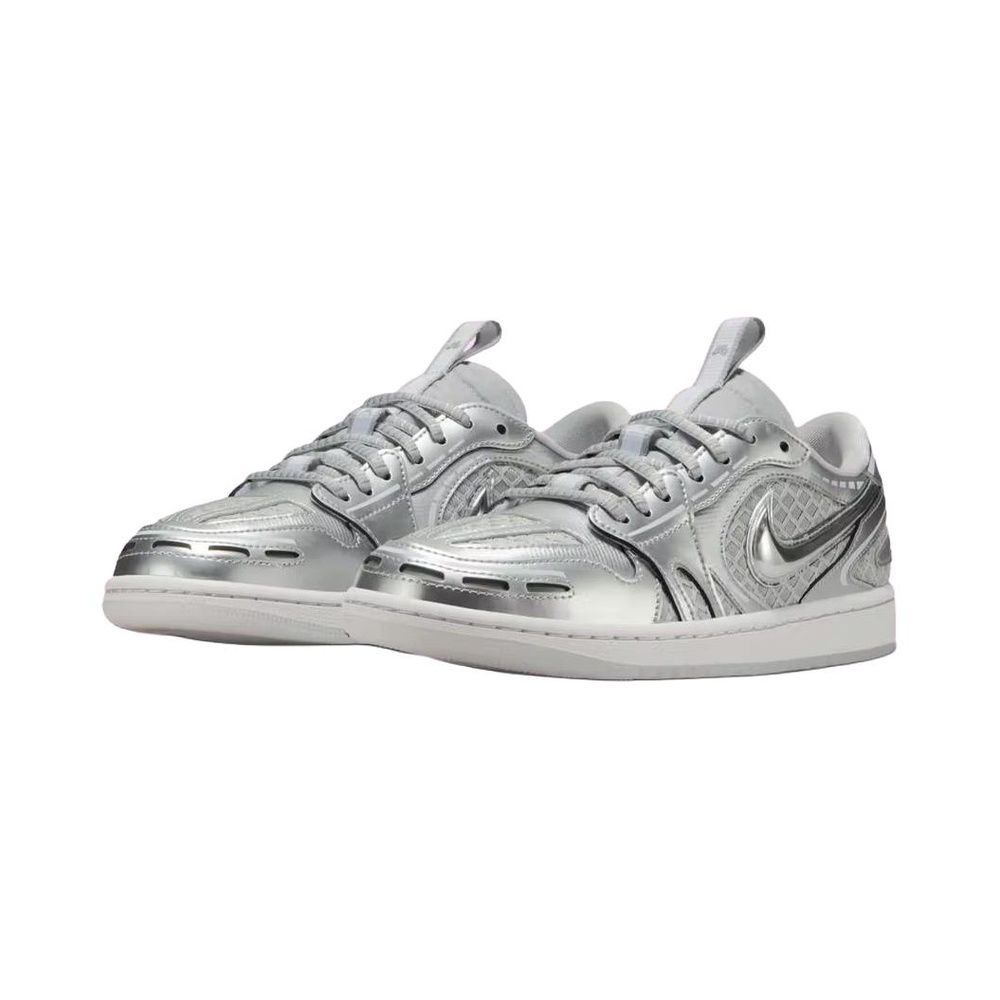 Nike Jordan 1 Low 'Neutral Grey / White / Pewter Grey / Metallic Silver' Женские