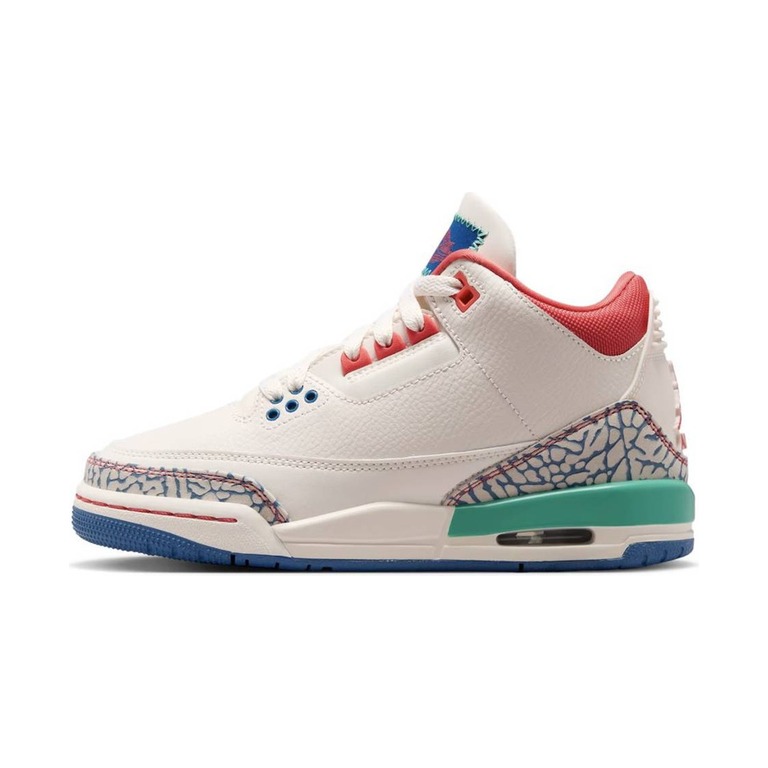 Air Jordan 3 'Jordan 3 Retro "Play Your Way" Big Kids' Shoes - Chalk / True Blue / Kinetic Green / Track Red' Унисекс