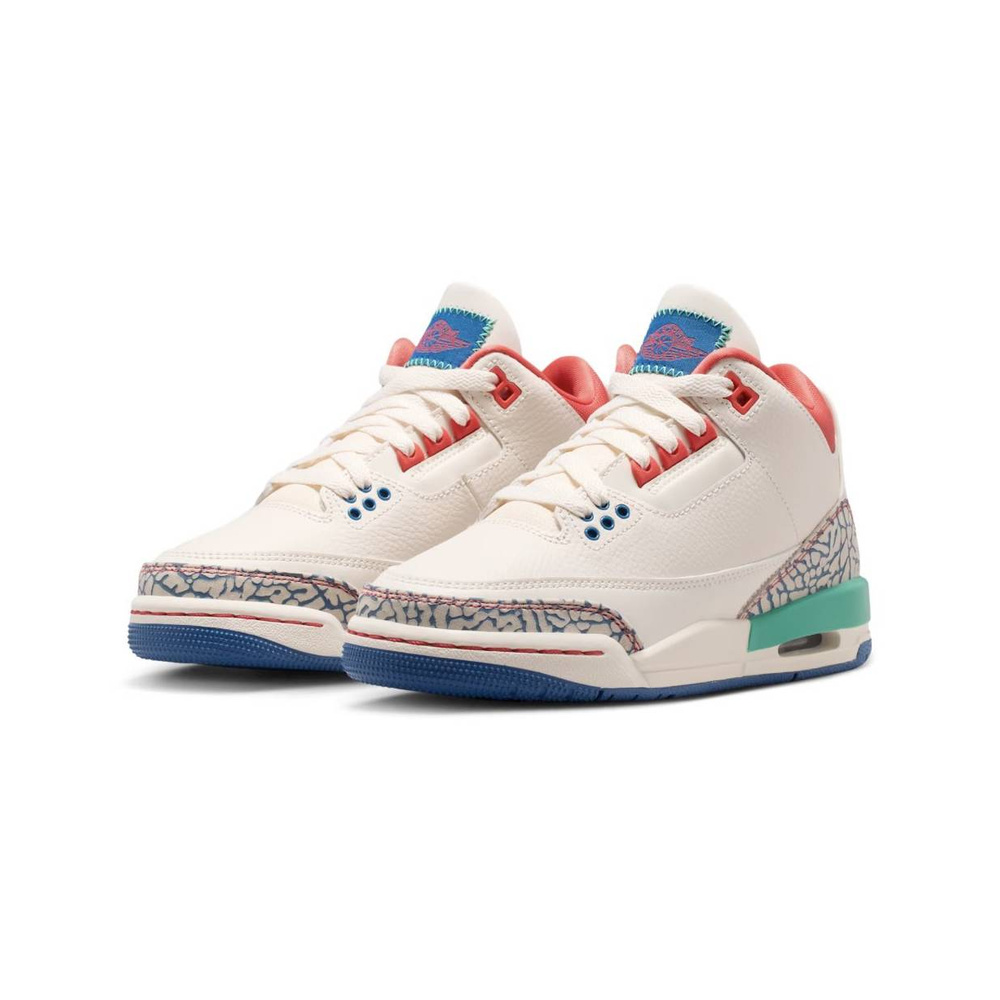 Air Jordan 3 'Jordan 3 Retro "Play Your Way" Big Kids' Shoes - Chalk / True Blue / Kinetic Green / Track Red' Унисекс