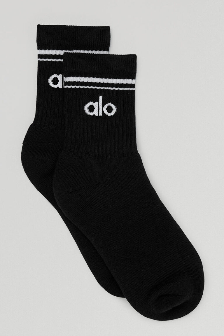 Носки Alo Yoga Unisex Half-Crew Throwback Sock «Black» Унисекс