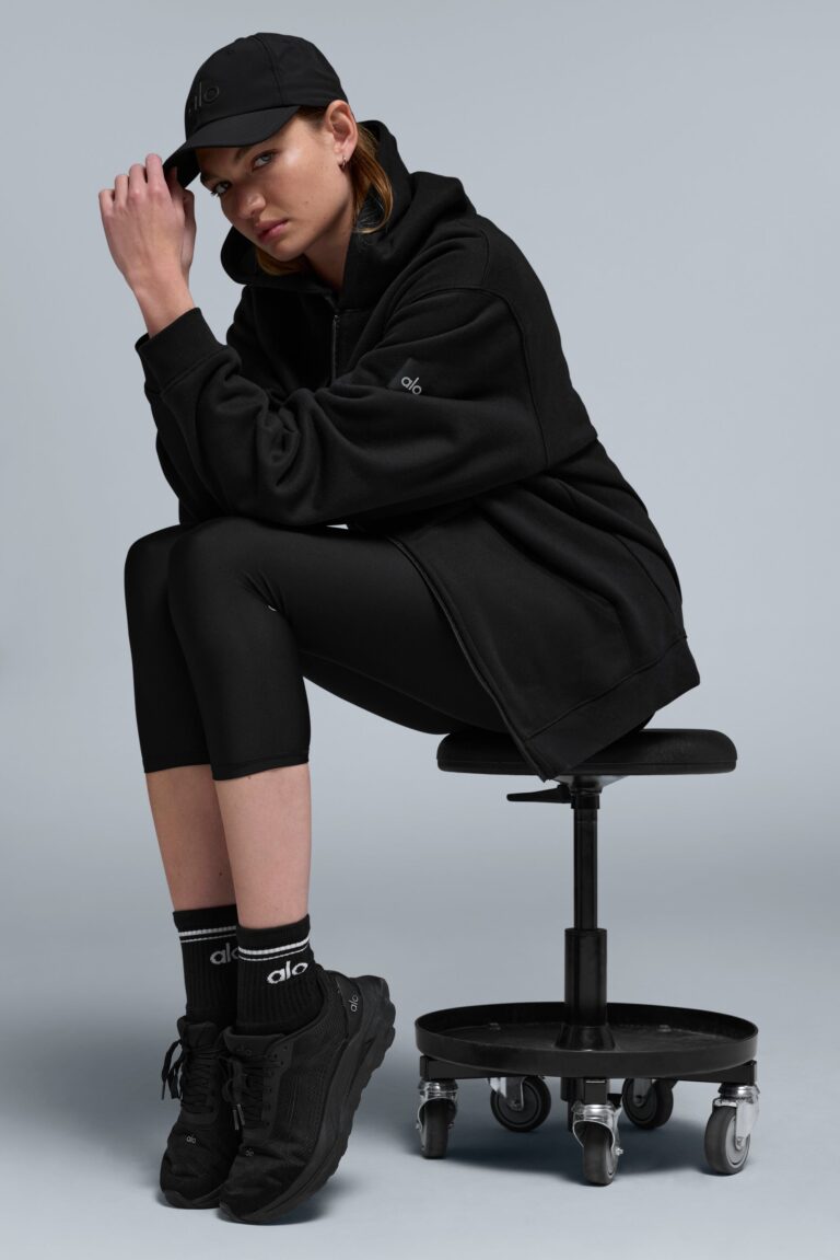 Носки Alo Yoga Unisex Half-Crew Throwback Sock «Black» Унисекс