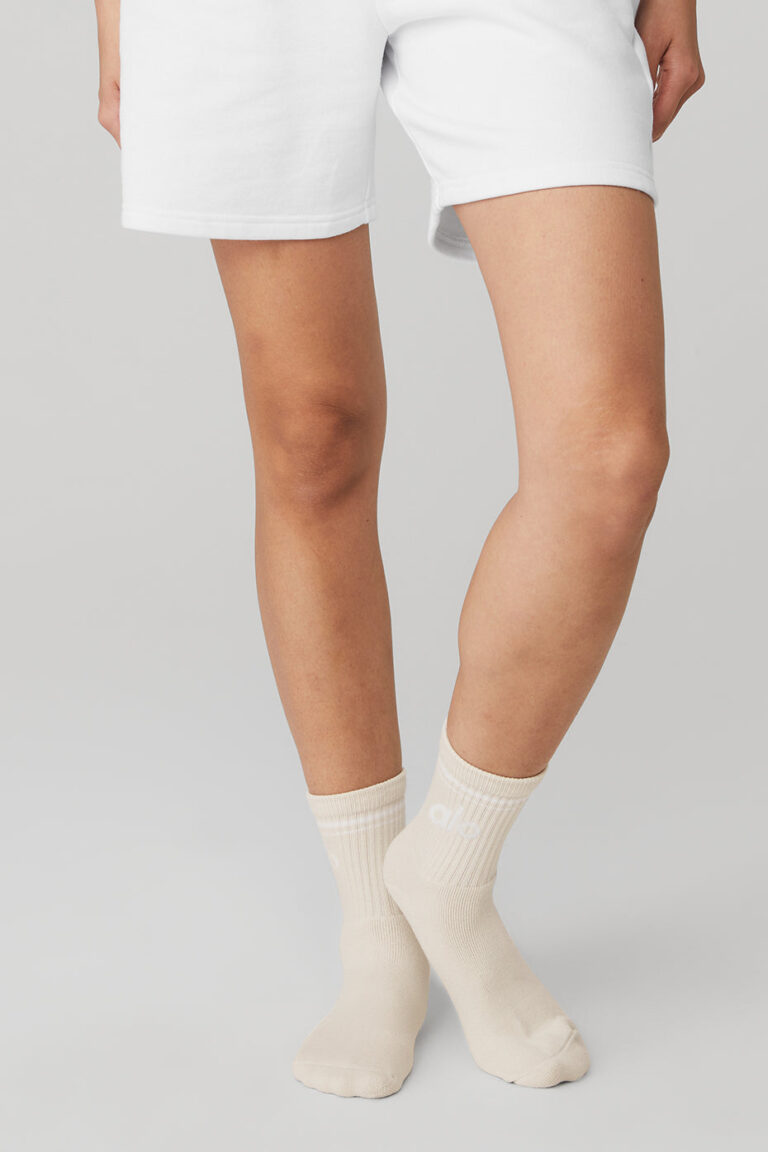 Носки Alo Yoga Unisex Half-Crew Throwback Sock «Bone» Унисекс