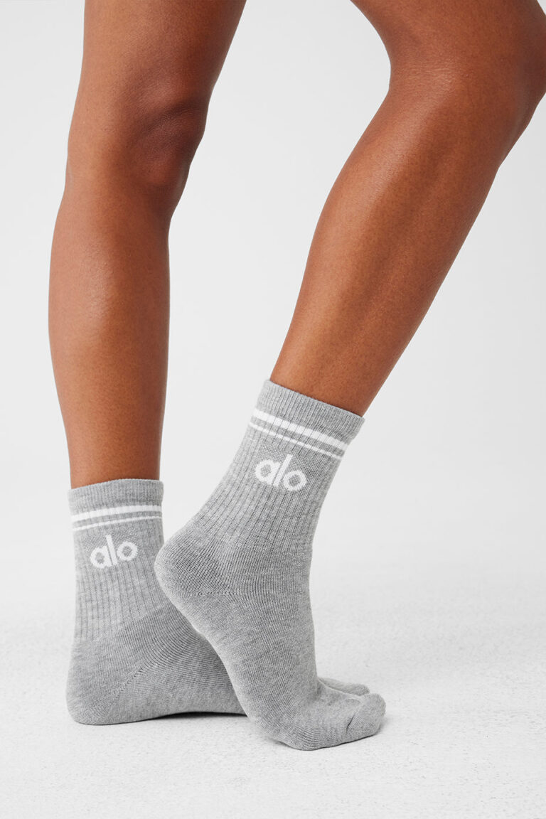 Носки Alo Yoga Unisex Half-Crew Throwback Sock «Athletic Grey» Унисекс