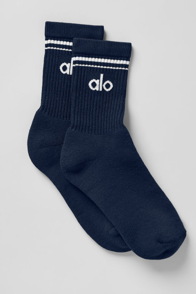 Носки Alo Yoga Unisex Half-Crew Throwback Sock «Navy» Унисекс