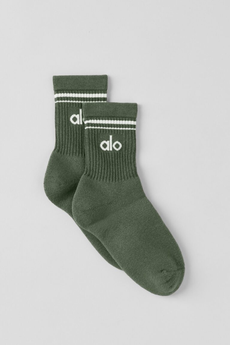 Носки Alo Yoga Unisex Half-Crew Throwback Sock «Bamboo Green» Унисекс