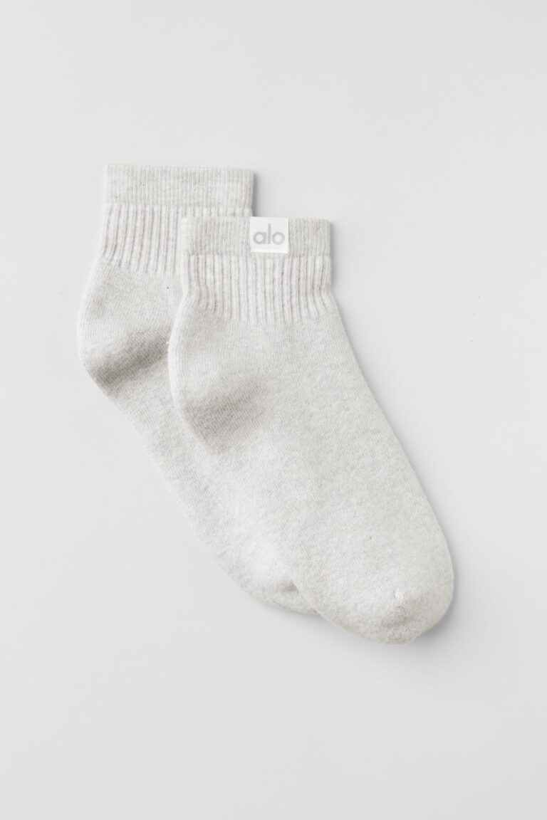 Носки Alo Yoga Quarter Crew Street Sock «White Heather» Унисекс