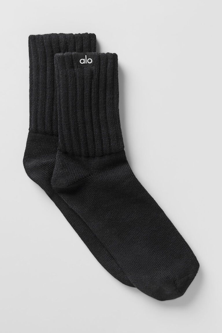 Носки Alo Yoga Unisex Half-Crew Scrunch Sock «Black» Унисекс